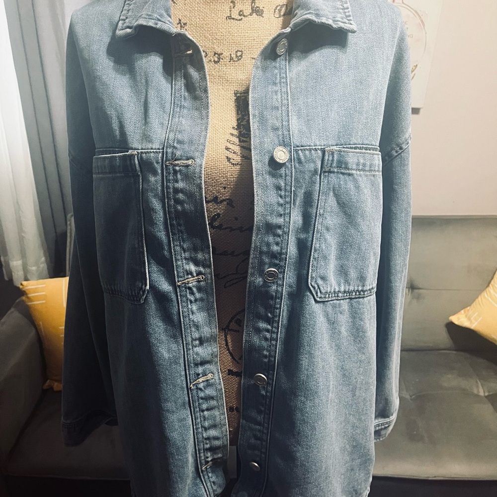Light Wash Denim Button-Up Jacket - image 1